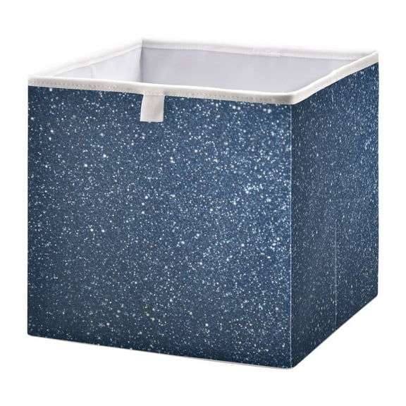 Fabric Open Basket Bins Foldable Storage Basket 2 Size Avliable Blue Sparkling