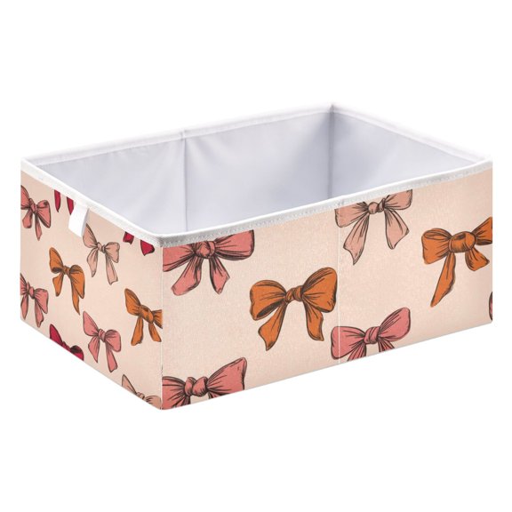Fabric Open Basket Bins Foldable Storage Basket 2 Size Avliable Bow Vector