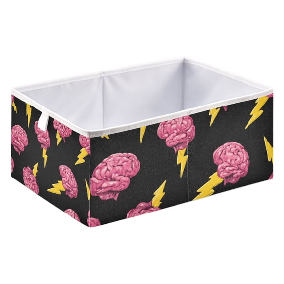 Fabric Open Basket Bins Foldable Storage Basket 2 Sizes Available Brains Lightning Bolts