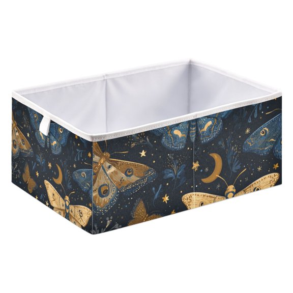 Fabric Open Basket Bins Foldable Storage Basket 2 Sizes Available Butterflies Moon Vector