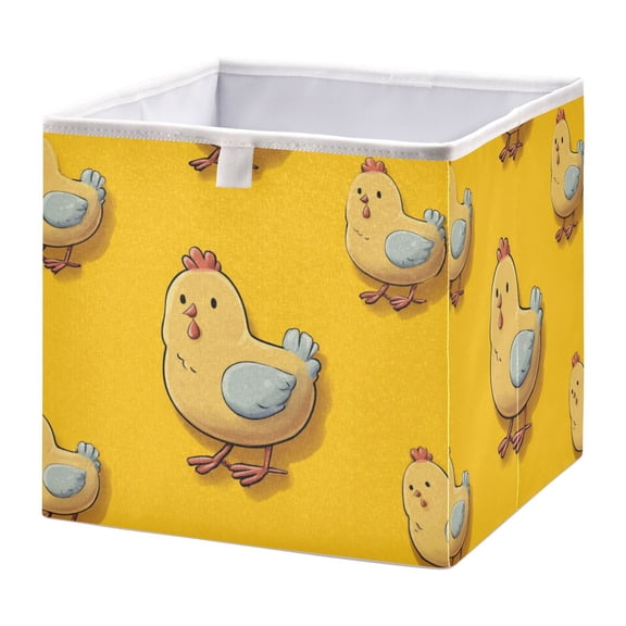 Fabric Open Basket Bins Foldable Storage Basket 2 Size Avliable Chick Sticker Seamless Illustration