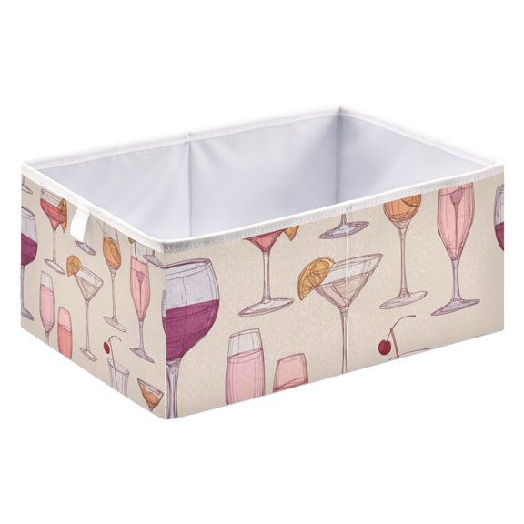 Fabric Open Basket Bins Foldable Storage Basket 2 Sizes Available Cocktail