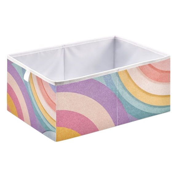 Fabric Open Basket Bins Foldable Storage Basket 2 Size Avliable Colorful Pastel Rainbow
