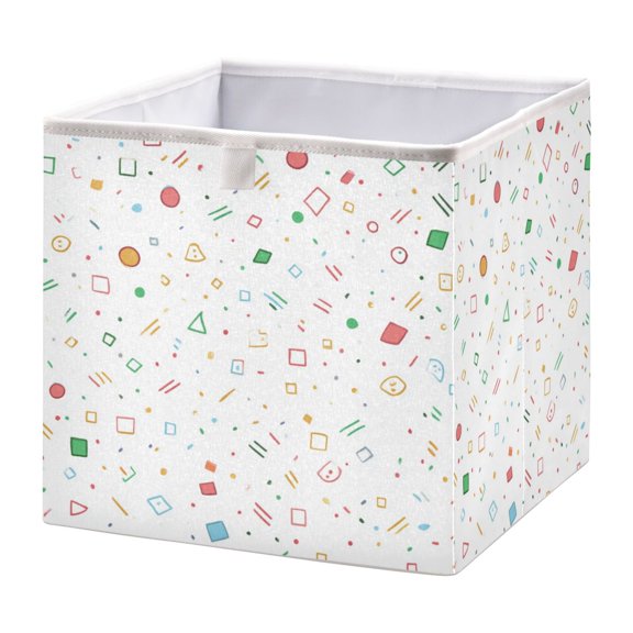 Fabric Open Basket Bins Foldable Storage Basket 2 Size Avliable Colorful Simple Shapes and Lines