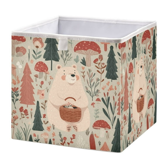 Fabric Open Basket Bins Foldable Storage Basket 2 Size Avliable Cute Bear