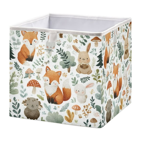 Fabric Open Basket Bins Foldable Storage Basket 2 Size Avliable Cute Woodland Animals