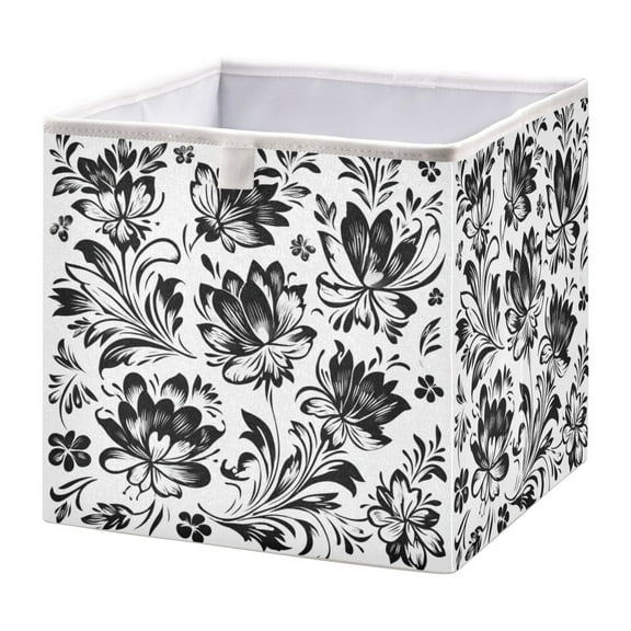 Fabric Open Basket Bins Foldable Storage Basket 2 Size Avliable Flower Elements
