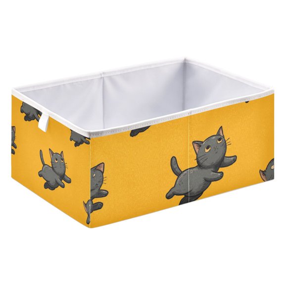 Fabric Open Basket Bins Foldable Storage Basket 2 Size Avliable Flying Kitten Seamless