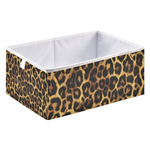 Fabric Open Basket Bins Foldable Storage Basket 2 Size Avliable Leopard Print Tile