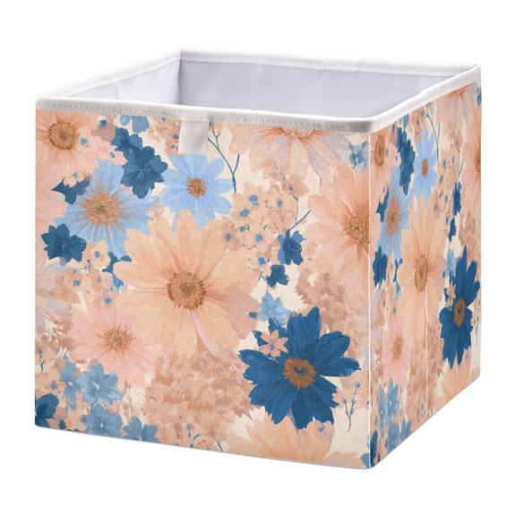 Fabric Open Basket Bins Foldable Storage Basket 2 Size Avliable Pastel Peach