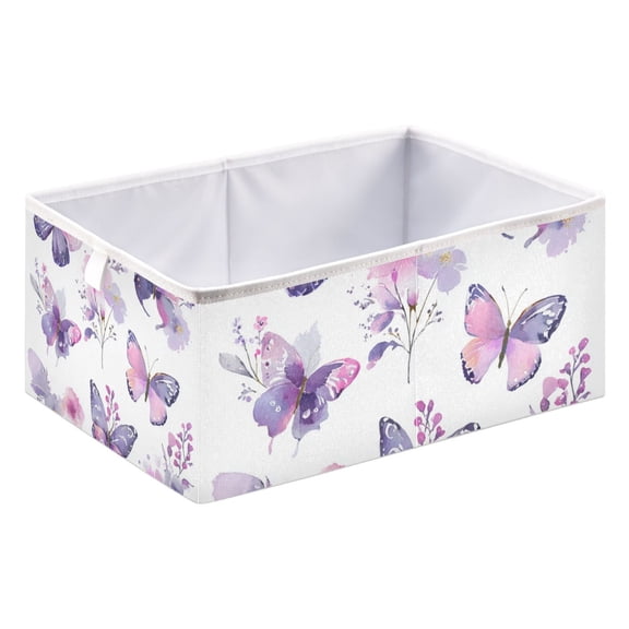 Fabric Open Basket Bins Foldable Storage Basket 2 Sizes Available Purple