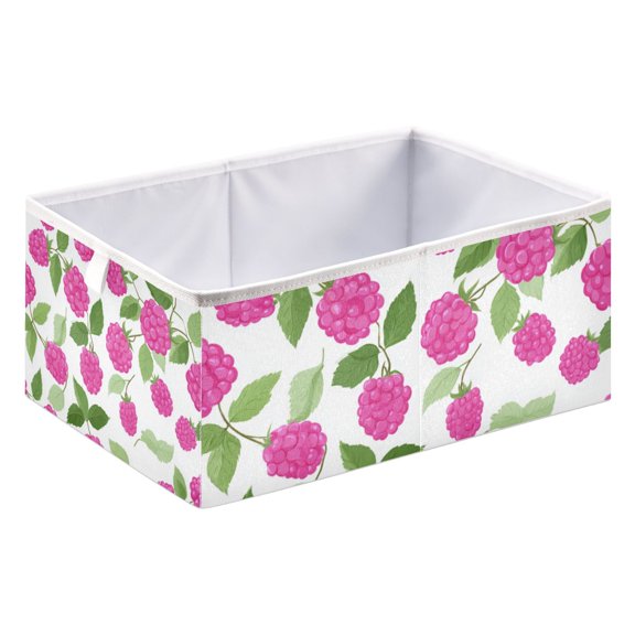 Fabric Open Basket Bins Foldable Storage Basket 2 Size Avliable Raspberry