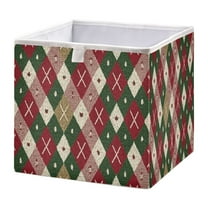 Fabric Open Basket Bins Foldable Storage Basket 2 Size Avliable Red Green White Pattern