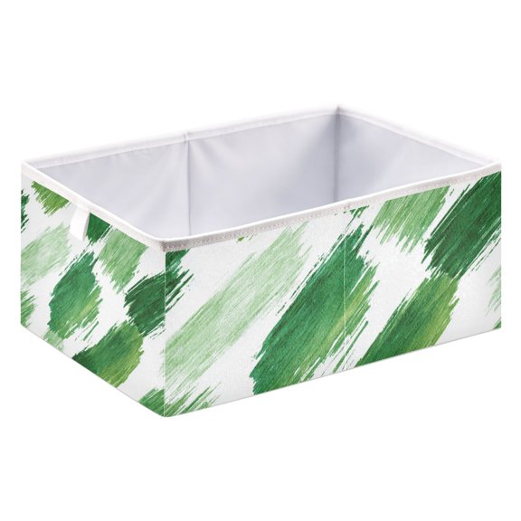 Fabric Open Basket Bins Foldable Storage Basket 2 Size Avliable Watercolor Green Brush