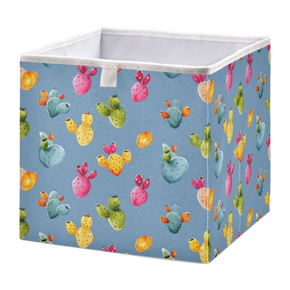 Fabric Open Basket Bins Foldable Storage Basket 2 Size Avliable Watercolor Illustration