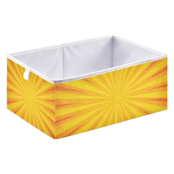 Fabric Open Basket Bins Foldable Storage Basket 2 Size Avliable Yellow and Orange Background