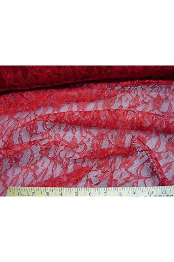 Fabric Organza Mesh Lace Sweetheart Red Floral LC311