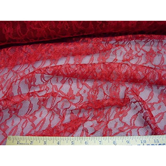 Fabric Organza Mesh Lace Sweetheart Red Floral LC311