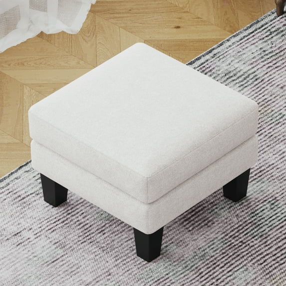 Fabric Ottoman Beige Versatile Footrest & Storage