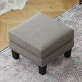 thumbnail image 1 of Fabric Ottoman Light Grey - Multi-Purpose Shoe Stool & Footrest with Solid Wood Legs, Comfortable Coil Spring Cushion for Living Room or Hallway, Easy Assembly, 1 of 9