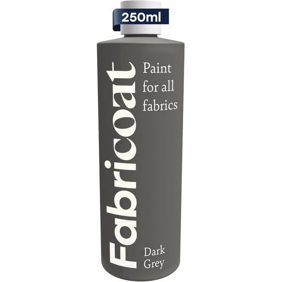 Fabricoat - Fabric Paint for Furniture - 8.5oz / 250ml Dark Grey - Restore or Change the Color of Couches, Chairs, Upholstery, Soft Furnishings, Car Interiors, Clothing, & Footwear