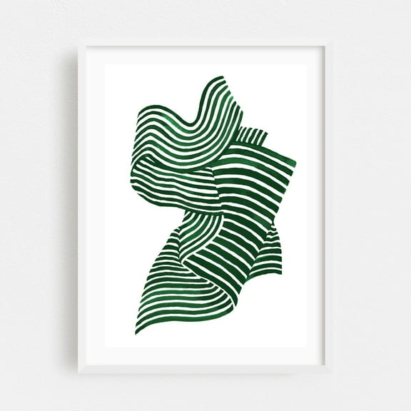 Fabric - Painting Abstract Geometric Modern Art Line Art Pattern Minimalist Psychedelic White Framed Wall Art Print 9 x 12 inches