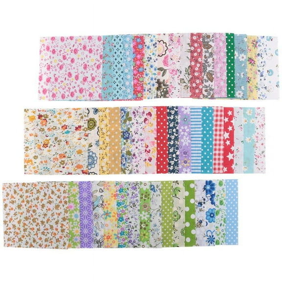 Fabric Patchwork Craft Cotton Material Batiks Mixed Squares Bundle, 10 x 10cm, 50-Pack