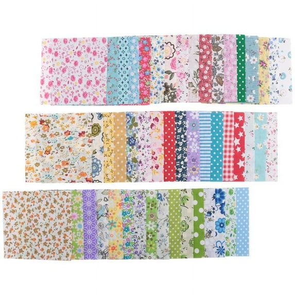 Fabric Patchwork Craft Cotton Material Batiks Mixed Squares Bundle, 10 x 10cm, 50-Pack