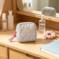 thumbnail image 1 of Fabric Period Storage Bag,Heart Dot Quilted Soft Cloth Mini Portable Pouch,Multi Purpose Small Organizer For Campus Daily Outdoor Short Travel Carry(White), 1 of 7