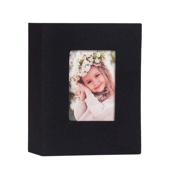 Fabric Photo Album 5x7 Inches 100 Pockets Picture Storage Book Decorative Memory Keepsake Organizer for Home Photography Display Black