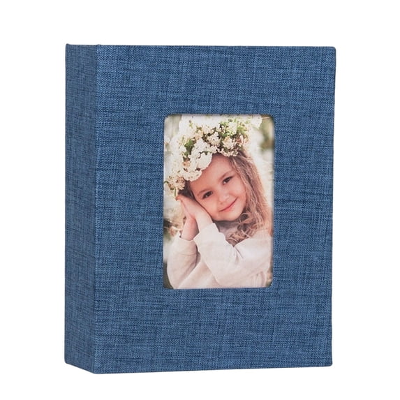 Fabric Photo Album 5x7 Inches 100 Pockets Picture Storage Book Decorative Memory Keepsake Organizer for Home Photography Display Blue
