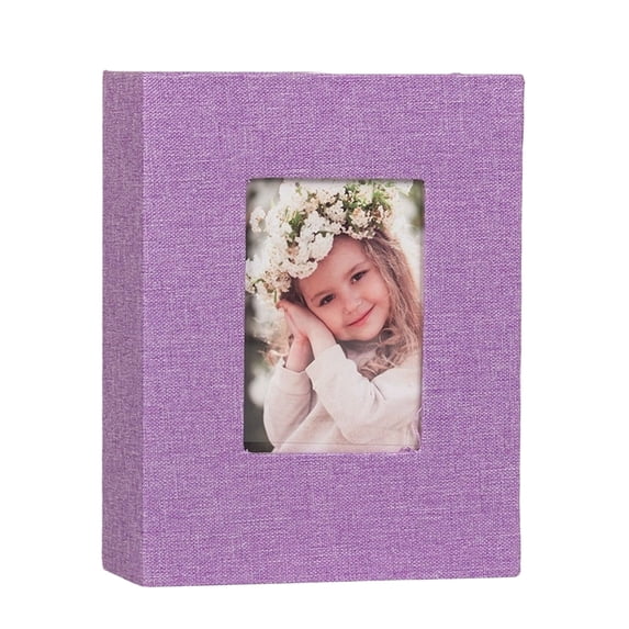 Fabric Photo Album 5x7 Inches 100 Pockets Picture Storage Book Decorative Memory Keepsake Organizer for Home Photography Display Purple
