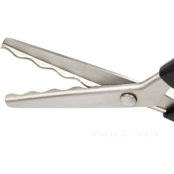 Fabric Pinking Shears, Professional Stainless Steel Handled Scissors, Black, 18mm Scalloped Blade