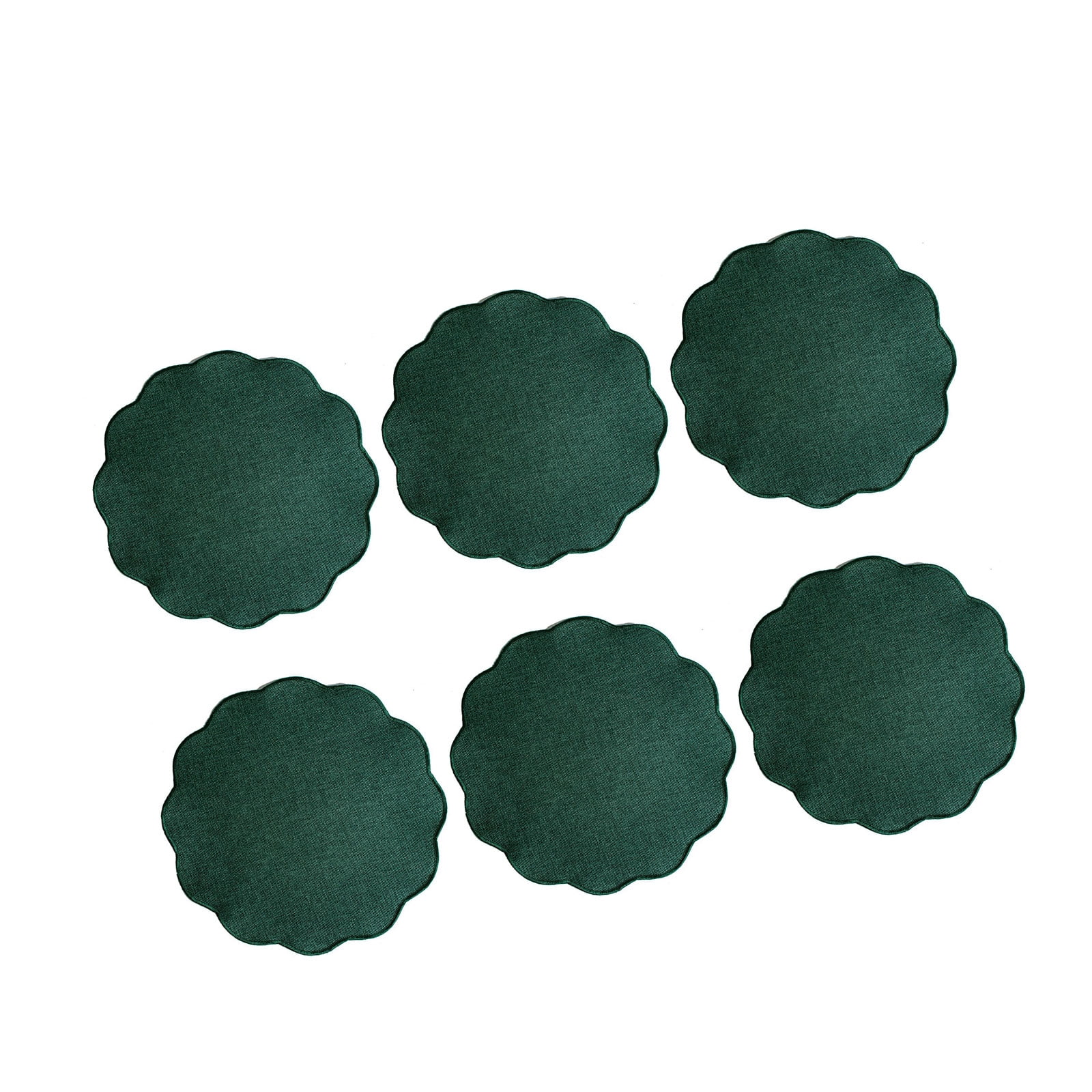 Fabric Placemats Set of 6, Scalloped Irregular Dining Mats with Woven ...