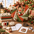 thumbnail image 1 of Fabric Poke Wreath DIY Kit, Christmas Wreath DIY Kit for Adults, Door Hanging Holiday Craft Decor with Bow, 1 of 6