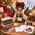 thumbnail image 1 of Fabric Poke Wreath DIY Kit, Christmas Wreath DIY Kit for Adults, Door Hanging Holiday Craft Decor with Bow, 1 of 5