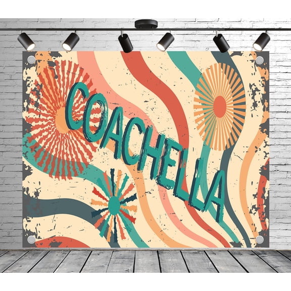 Fabric Pop Art Style Sunburst & Retro Pattern Backdrop（Suitable for Home Decoration, Pop - Art Themed Photoshoots, and Festival - Inspired Events）Art Style Fabric Banner