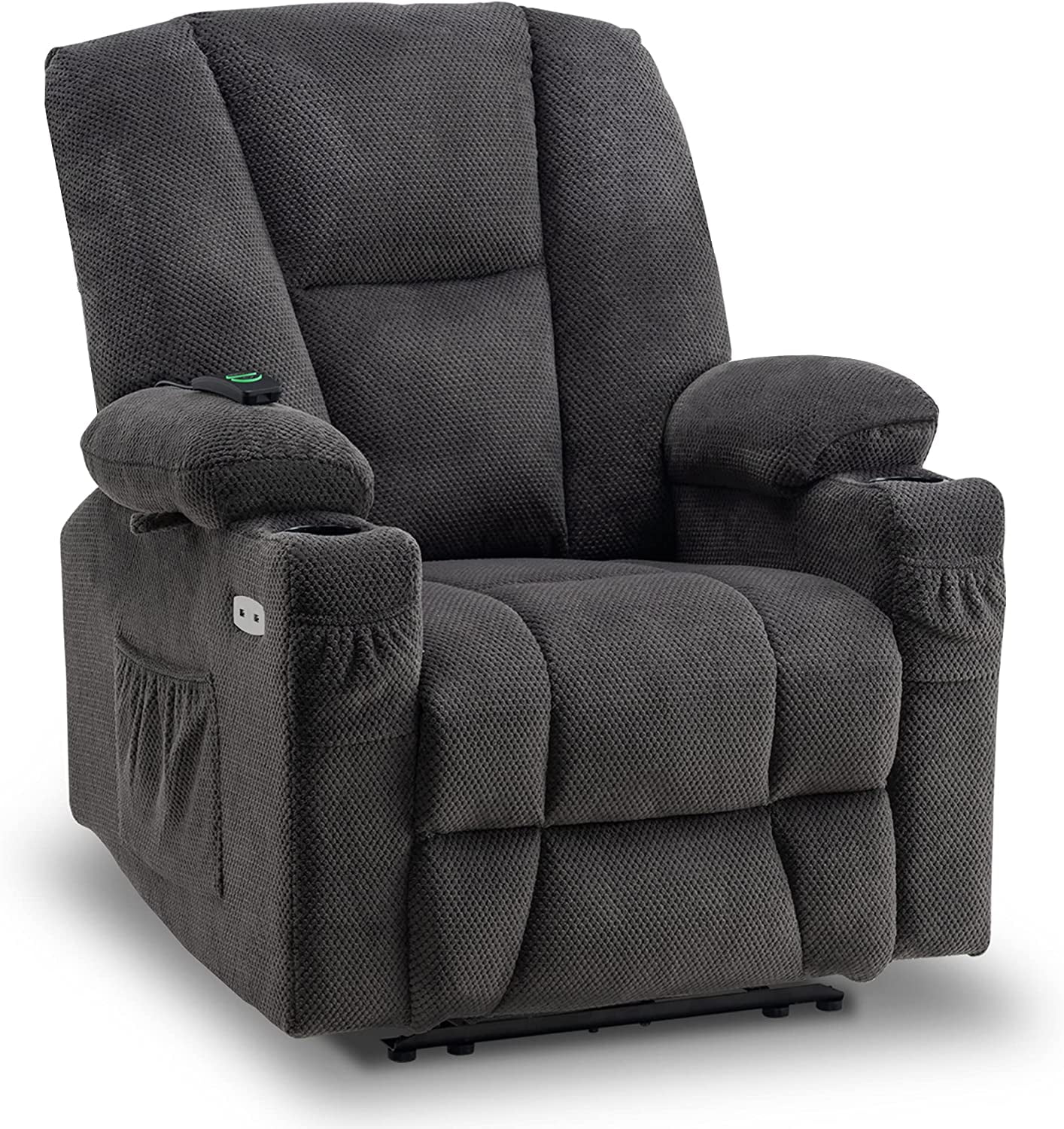 Fabric Power Loveseat Recliner Electric Reclining Loveseat Sofa with Heat and Massage Cup