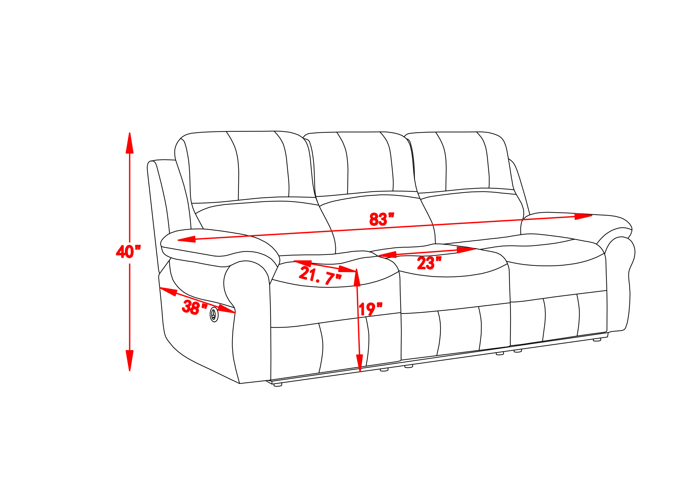 Fabric Power Reclining Sofa With Drop Down Table,Usb Button And ...