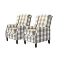 thumbnail image 1 of Push Back Recliners Chairs Set of 2, Tina's Home Fabric Accent Chair Armrest Sofa Wingback Wood Legs Living Room Plaid, 1 of 7