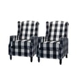 thumbnail image 1 of Fabric Push Back Recliner Set of 2, Tina's Home Wide Armrest Wingback Wood Legs Living Room Plaid, 1 of 7