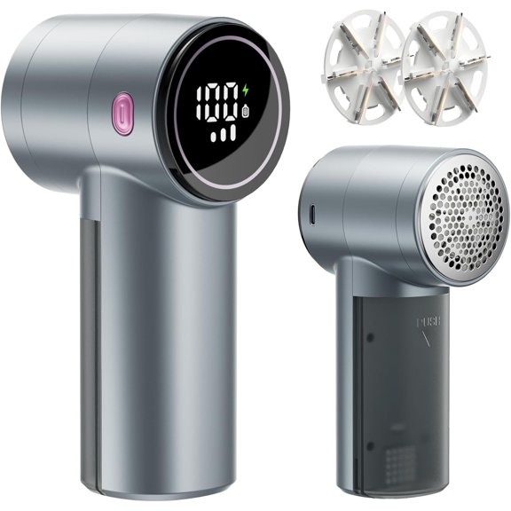 Fabric , Rechargeable Lint  with Digital Display, 3-Speeds Sweater  with 6-Leaf , Electric Portable Lint Remover to Remove Pilling for Clothes, Furniture, Couch, Blanket