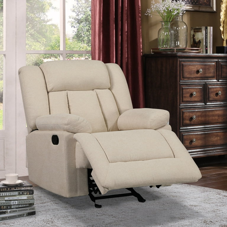 Recliner Chair Ergonomic Adjustable Single Fabric Sofa with Thicker Seat  Cushion