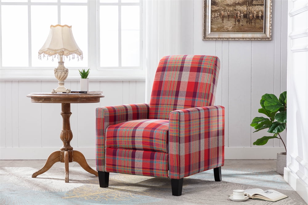 Fabric Recliner Chair Modern Tufted Upholstered Armchair Push Back Recliner with Extending Footrest Wide Armrests 3 Position Adjustable Manual