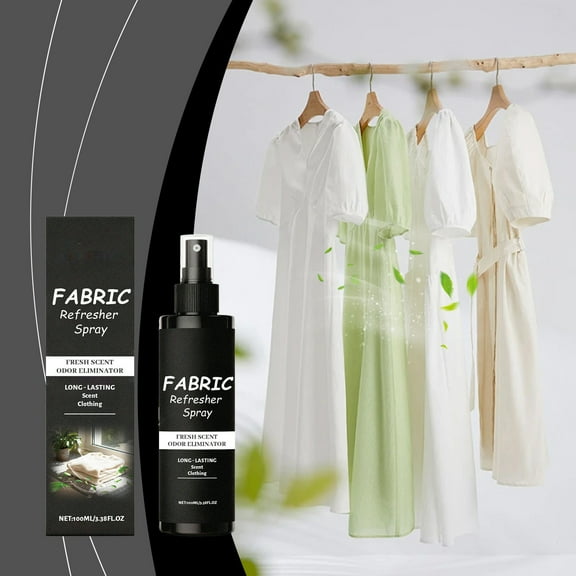 Fabric Refresher Spray for Clothes and Linens, 3.4 fl oz Long-Lasting Scent Eliminates Odors from Sofas Curtains and Bedding, Safe on All Fabrics