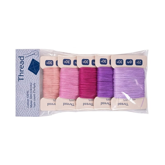Fabric Repair Thread Set Cotton 21 Count 6 Ply 30m Spools for Sashiko Mending Hand Sewing Practice Beginners Users