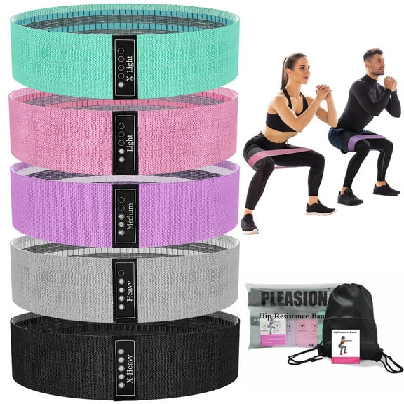 Fabric Resistance Bands for Working Out, 5 Levels Booty Bands for Women Men, Cloth Workout Bands Resistance Loop Exercise Bands for Legs Butt at Home Fitness, Yoga, Pilates