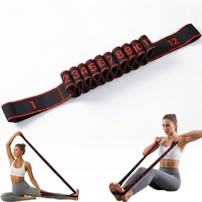 Fabric Resistance Bands for Working Out, Numbered Stretching Strap with 12 Loops, Elastic Exercise Bands for Yoga, Pilates, Dance, Rehab, Flexibility & Strength Training, Non-Slip Workout Bands