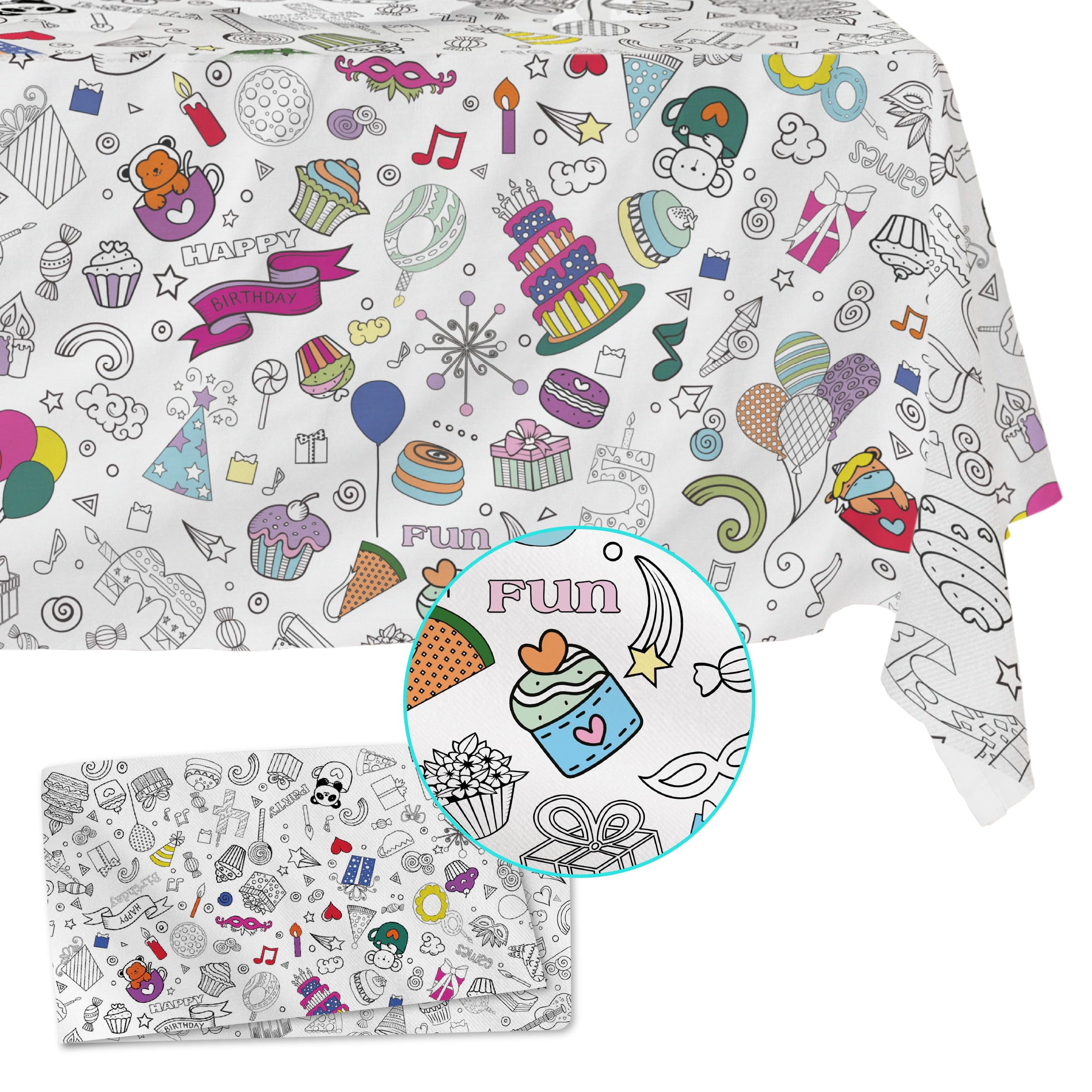 Fabric Reusable Coloring Tablecloth - Washable Coloring Mat for Kids ...