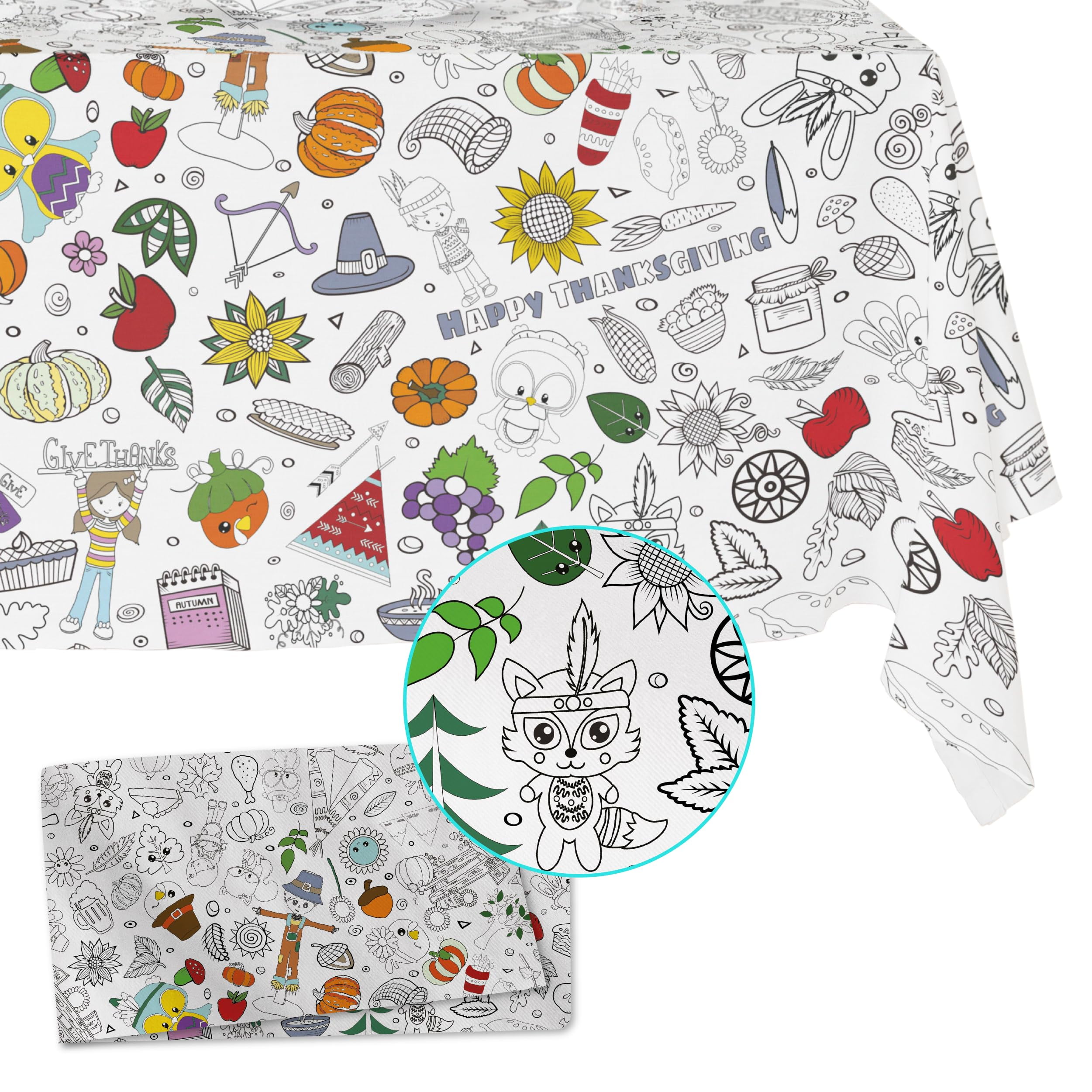 Fabric Reusable Coloring Tablecloth - Washable Coloring Mat for Kids ...